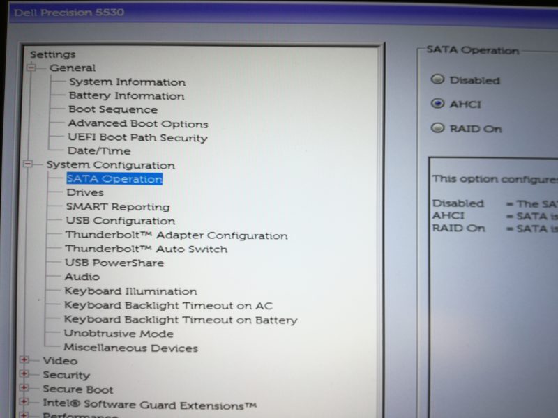 BIOS SATA Operation AHCI