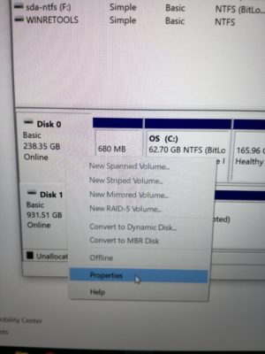 Windows Disk Management Properties