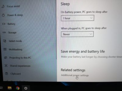 Windows Power & Sleep Advanced settings