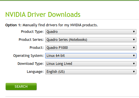 NVIDIA Driver selection